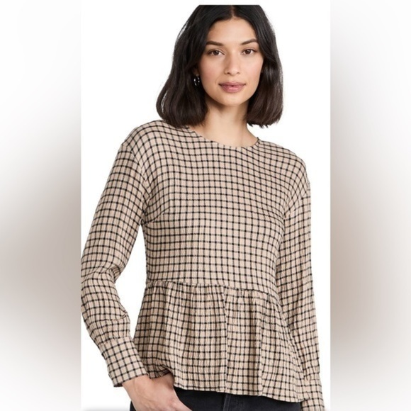 Madewell Tops - Womens Madewell peplum mini window pane top